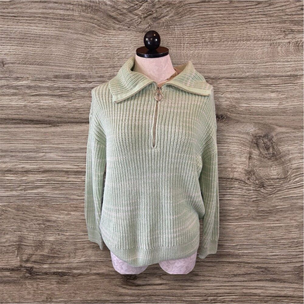 Talbots PETITES PL Sweater Pullover Knit Long Sleeve‎ 1/4 Zip Cotton Blend NWT
